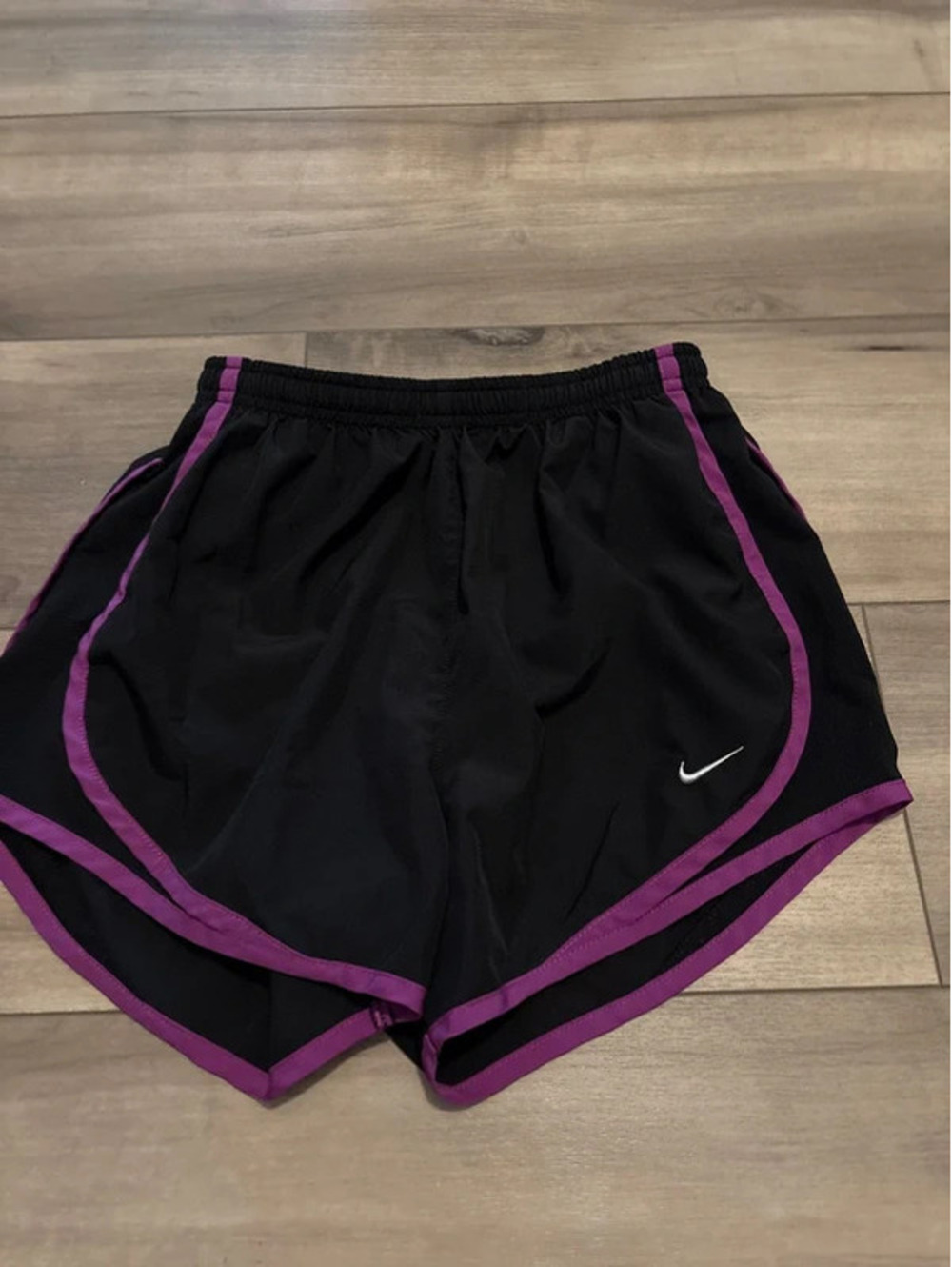 Nike Dri Fit running shorts black with purple size XS